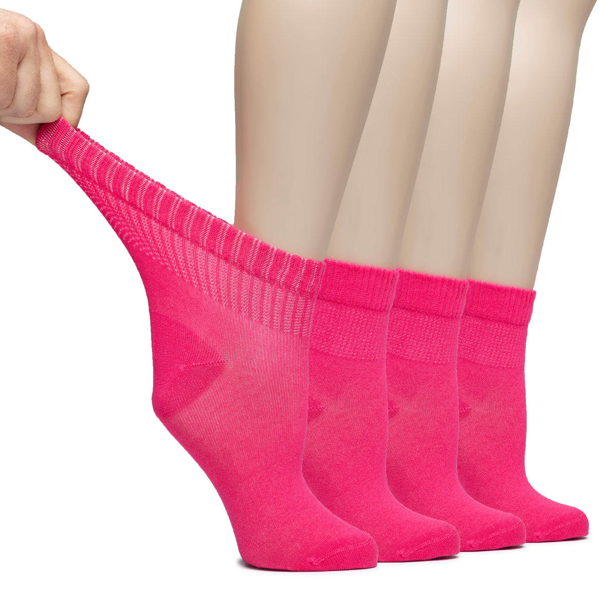 Hugh Ugoli Lightweight Women's Diabetic Ankle Socks Bamboo Thin Socks Seamless Toe and Non-Binding Top, 4 Pairs, , Shoe Size: 6-9/10-12 | Shoe Size: 6-9 | Peach Orange