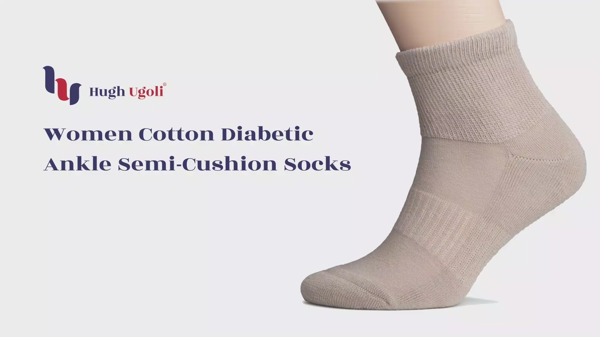 Women's Semi-Cushion Cotton Diabetic Ankle Socks, 3 Pairs