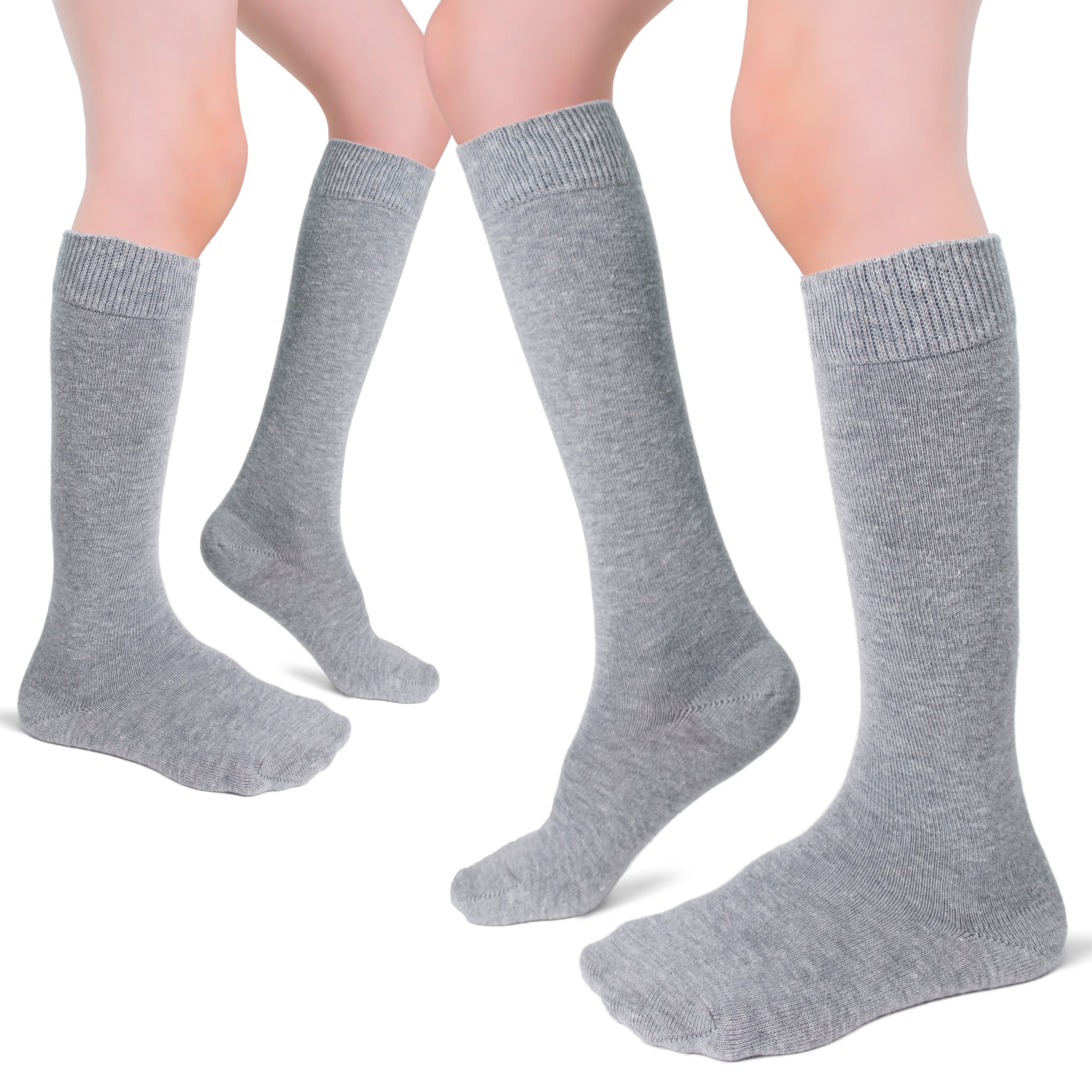Kids' Plain Cotton Dress Knee-High Socks, 4 Pairs
