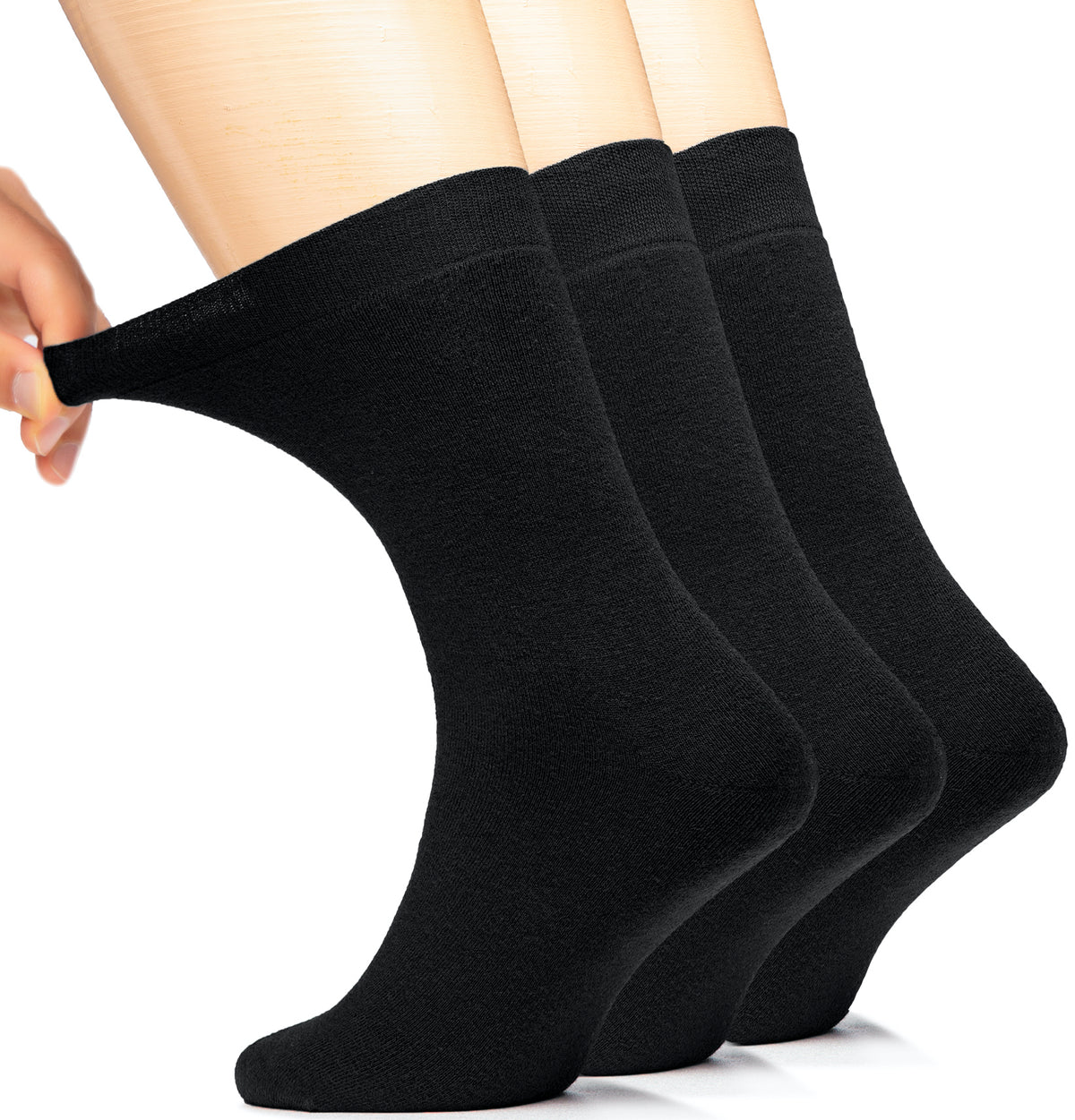 he image depicts a man's foot clad in three pairs of black Men's Cotton Full Cushion Ankle Socks, a perfect blend of comfort and elegance.