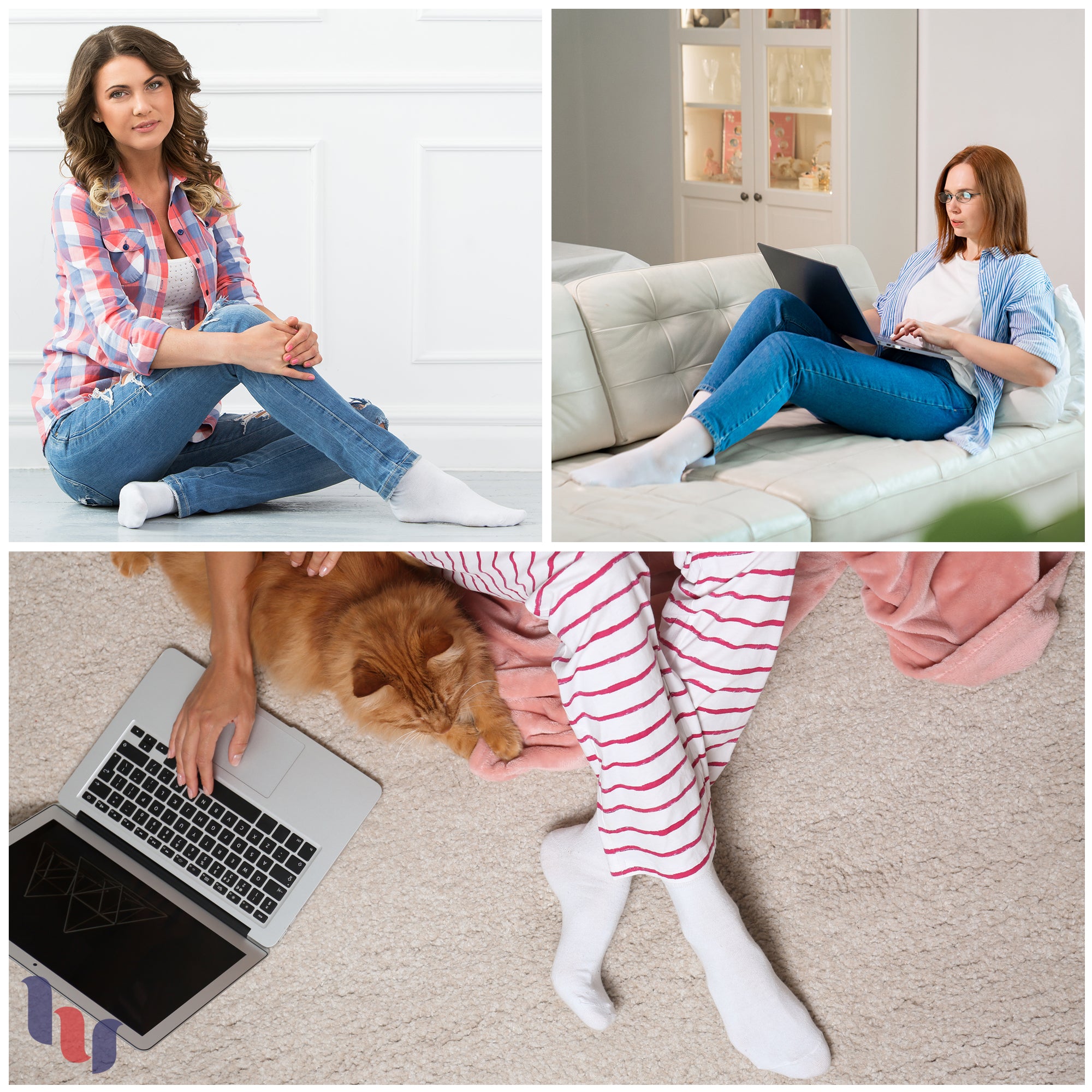 Hugh Ugoli soft everyday socks featured in caregiver lifestyle scene, comfortable socks for daily home wear and relaxed comfort
