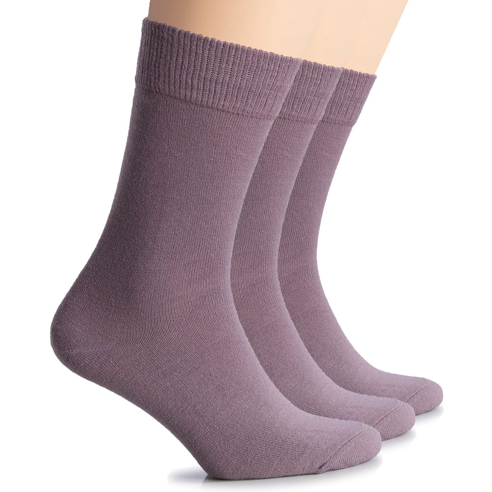 Amethyst purple women’s wool crew socks by Hugh Ugoli, ultra-soft and luxurious knit perfect for cozy days.
