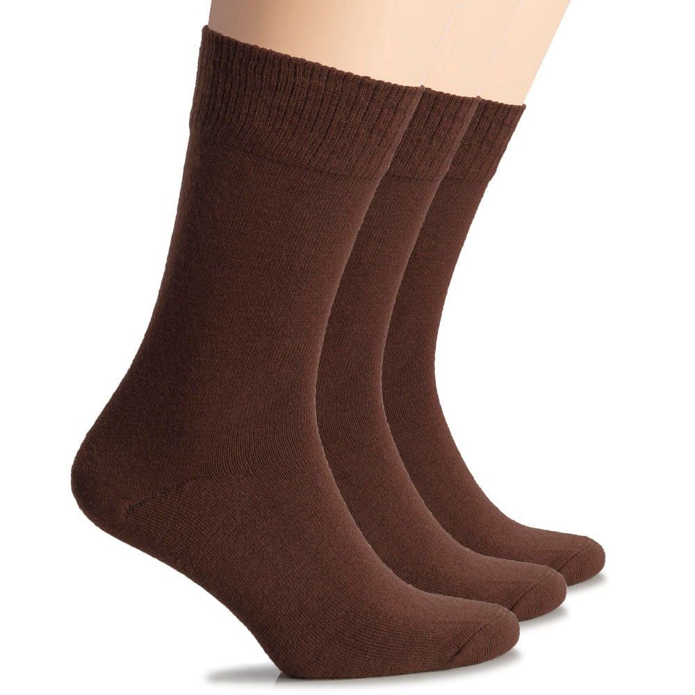 Brown women’s wool crew socks by Hugh Ugoli, soft premium knit offering warmth and natural elegance