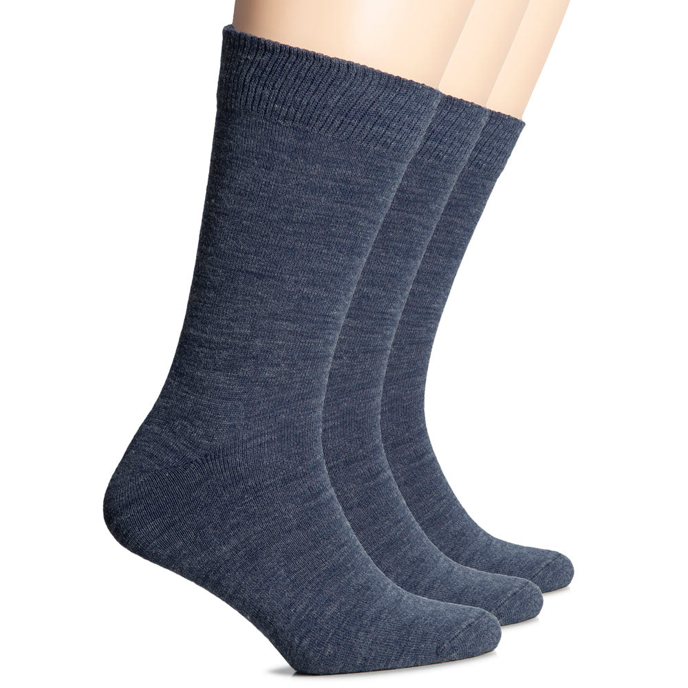 Indigo blue women’s wool crew socks by Hugh Ugoli, premium soft-knit design for durable everyday comfort.